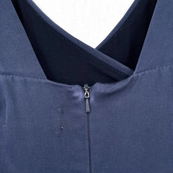 ANTHROPOLOGIE CHINO Jumpsuit Womens 2 Navy Blue Wrap Sleeveless Wide Leg Pockets - Picture 12 of 16